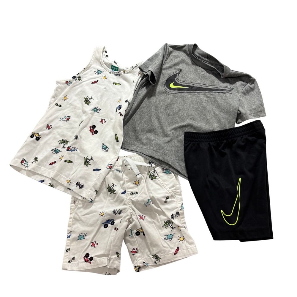 Nike Garanimals 4 Gray Black White 4pc Short Set Lot Athletic Casual Athleisure - Picture 1 of 7